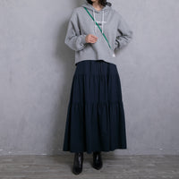 meme rirerire/Mツイルピーチワッシャー ティアードギャザーロングスカート