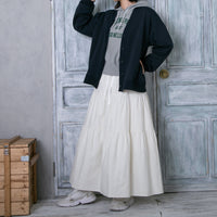 meme rirerire/Mツイルピーチワッシャー ティアードギャザーロングスカート