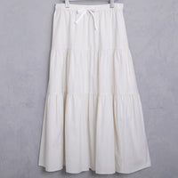 meme rirerire/Mツイルピーチワッシャー ティアードギャザーロングスカート