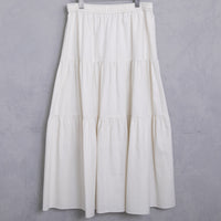 meme rirerire/Mツイルピーチワッシャー ティアードギャザーロングスカート