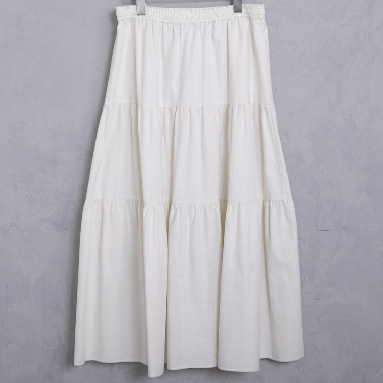 meme rirerire/Mツイルピーチワッシャー ティアードギャザーロングスカート