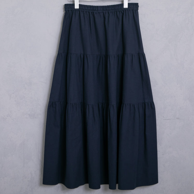 meme rirerire/Mツイルピーチワッシャー ティアードギャザーロングスカート