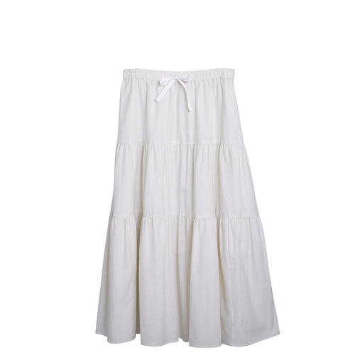 meme rirerire/Mツイルピーチワッシャー ティアードギャザーロングスカート