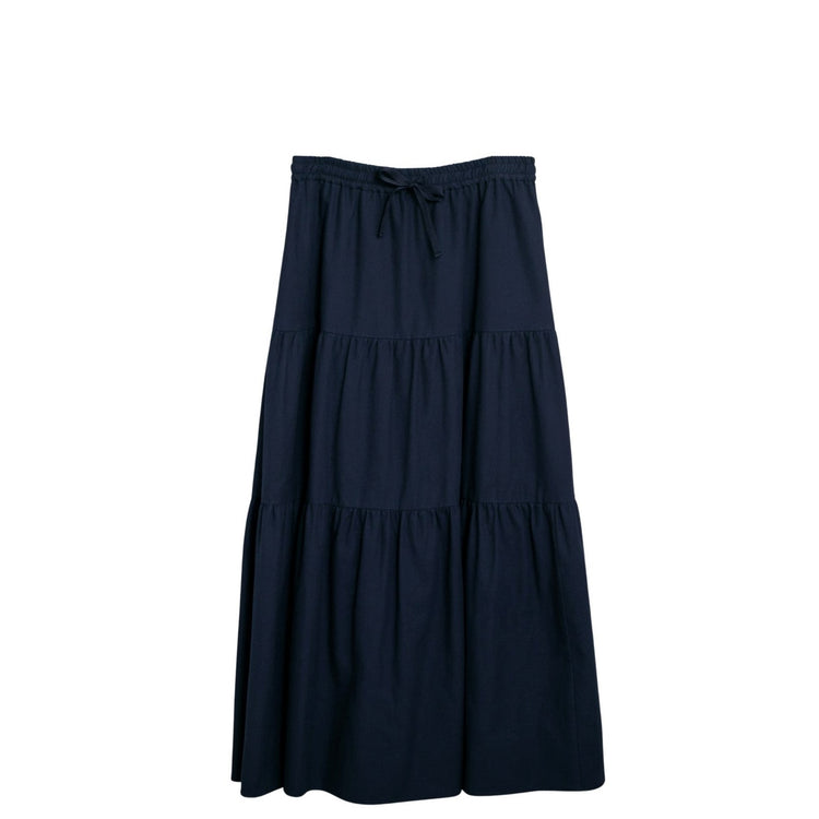 meme rirerire/Mツイルピーチワッシャー ティアードギャザーロングスカート