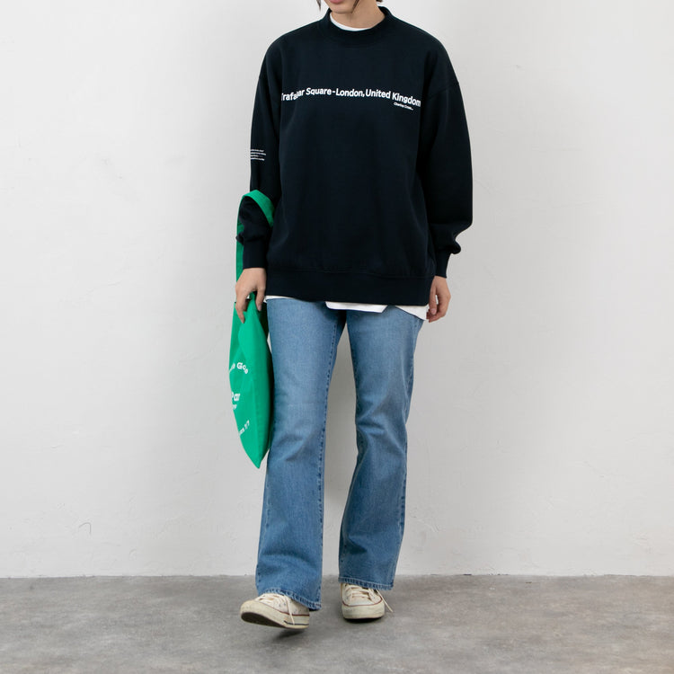 meme rirerire/ Cotton cardboard knit logo print wide sweatshirt