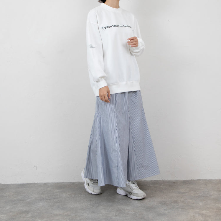 meme rirerire/ Cotton cardboard knit logo print wide sweatshirt