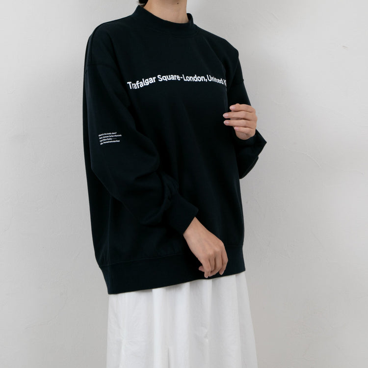 meme rirerire/ Cotton cardboard knit logo print wide sweatshirt