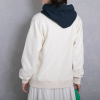 meme rirerire/ V-neck voluminous sleeve fleece-lined sweatshirt cardigan 