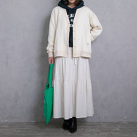 meme rirerire/ V-neck voluminous sleeve fleece-lined sweatshirt cardigan 