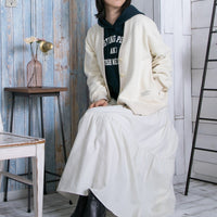 meme rirerire/ V-neck voluminous sleeve fleece-lined sweatshirt cardigan 