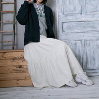 meme rirerire/ V-neck voluminous sleeve fleece-lined sweatshirt cardigan 