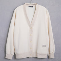 meme rirerire/ V-neck voluminous sleeve fleece-lined sweatshirt cardigan 