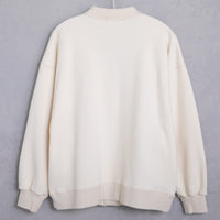 meme rirerire/ V-neck voluminous sleeve fleece-lined sweatshirt cardigan 