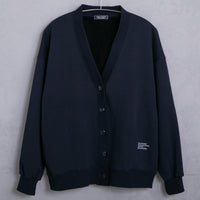 meme rirerire/ V-neck voluminous sleeve fleece-lined sweatshirt cardigan 