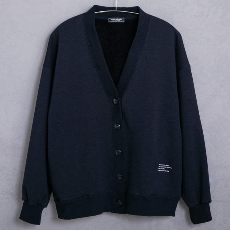 meme rirerire/ V-neck voluminous sleeve fleece-lined sweatshirt cardigan 