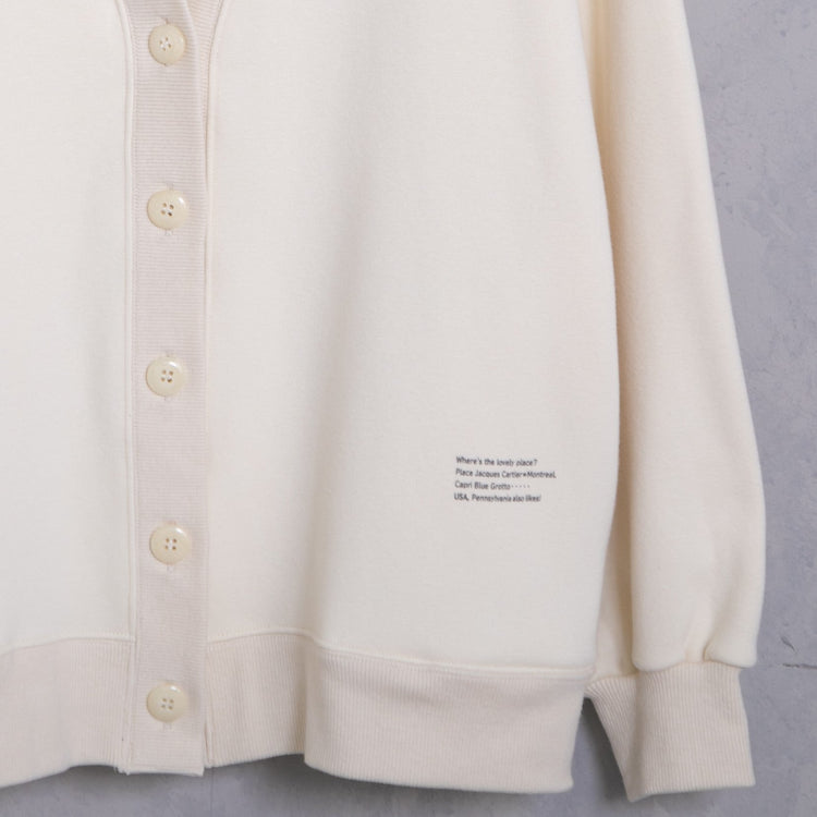 meme rirerire/ V-neck voluminous sleeve fleece-lined sweatshirt cardigan 