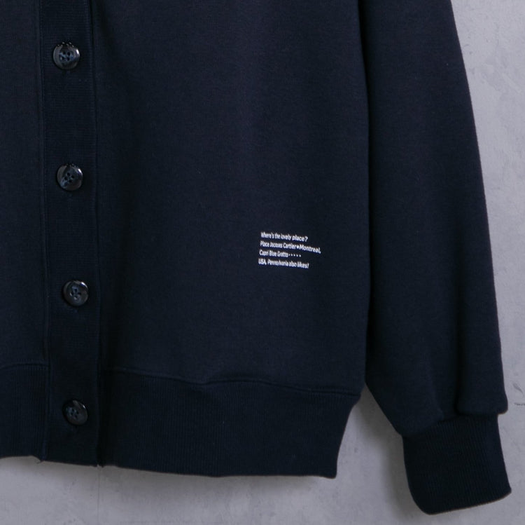 meme rirerire/ V-neck voluminous sleeve fleece-lined sweatshirt cardigan 