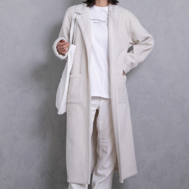 meme rirerire/Mメルトンフリース起毛ジャージー テーラード ライトロングコーディガン