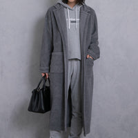 meme rirerire/Mメルトンフリース起毛ジャージー テーラード ライトロングコーディガン