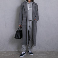 meme rirerire/Mメルトンフリース起毛ジャージー テーラード ライトロングコーディガン