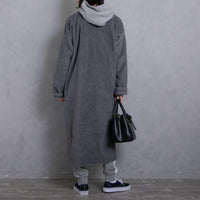 meme rirerire/Mメルトンフリース起毛ジャージー テーラード ライトロングコーディガン