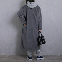 meme rirerire/Mメルトンフリース起毛ジャージー テーラード ライトロングコーディガン