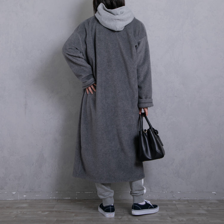 meme rirerire/Mメルトンフリース起毛ジャージー テーラード ライトロングコーディガン