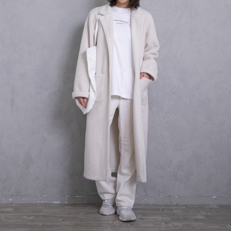 meme rirerire/Mメルトンフリース起毛ジャージー テーラード ライトロングコーディガン