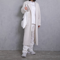 meme rirerire/Mメルトンフリース起毛ジャージー テーラード ライトロングコーディガン