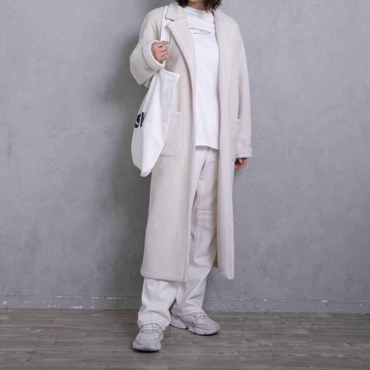 meme rirerire/Mメルトンフリース起毛ジャージー テーラード ライトロングコーディガン