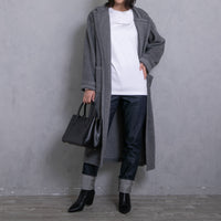 meme rirerire/Mメルトンフリース起毛ジャージー テーラード ライトロングコーディガン