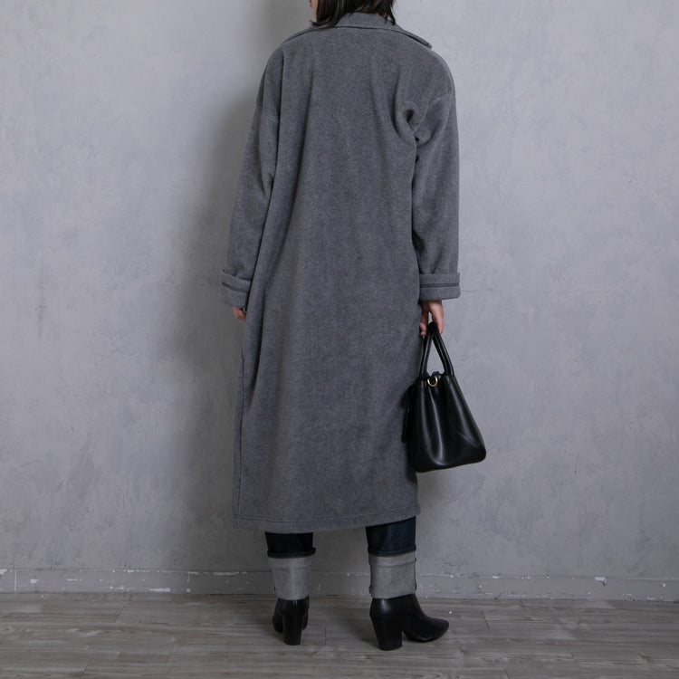 meme rirerire/Mメルトンフリース起毛ジャージー テーラード ライトロングコーディガン