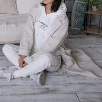 meme rirerire/Mメルトンフリース起毛ジャージー テーラード ライトロングコーディガン