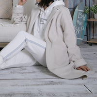 meme rirerire/Mメルトンフリース起毛ジャージー テーラード ライトロングコーディガン