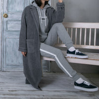 meme rirerire/Mメルトンフリース起毛ジャージー テーラード ライトロングコーディガン