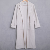 meme rirerire/Mメルトンフリース起毛ジャージー テーラード ライトロングコーディガン