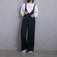 meme rirerire/Mソフトストレッチ Vネックワイドサロペットパンツ