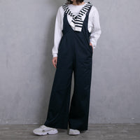 meme rirerire/Mソフトストレッチ Vネックワイドサロペットパンツ