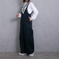 meme rirerire/Mソフトストレッチ Vネックワイドサロペットパンツ