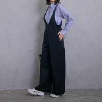 meme rirerire/Mソフトストレッチ Vネックワイドサロペットパンツ