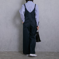 meme rirerire/Mソフトストレッチ Vネックワイドサロペットパンツ