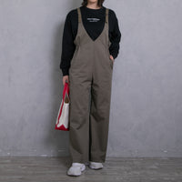 meme rirerire/Mソフトストレッチ Vネックワイドサロペットパンツ