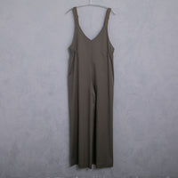 meme rirerire/Mソフトストレッチ Vネックワイドサロペットパンツ