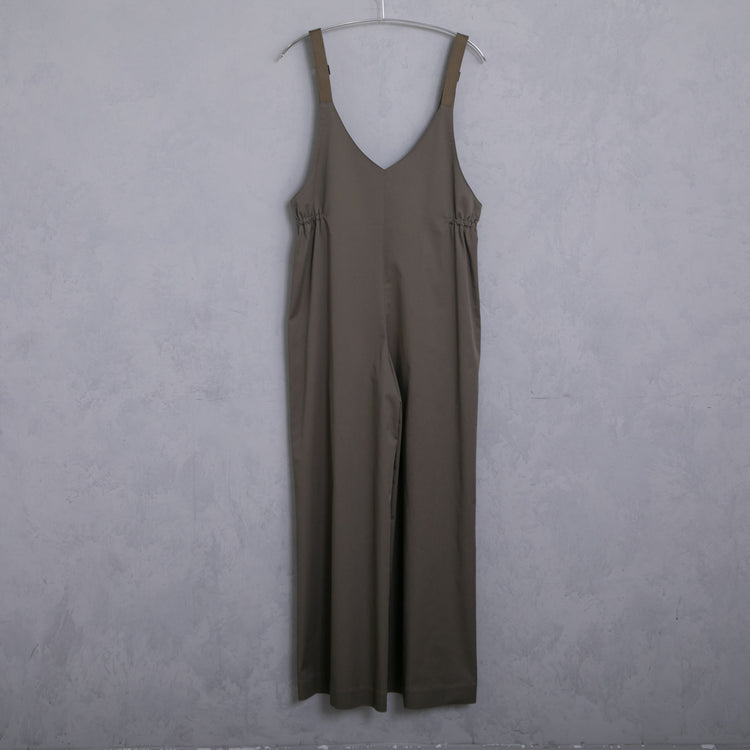 meme rirerire/Mソフトストレッチ Vネックワイドサロペットパンツ