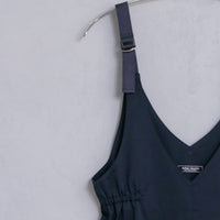 meme rirerire/Mソフトストレッチ Vネックワイドサロペットパンツ