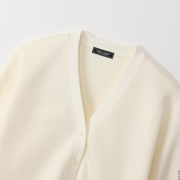 meme rirerire/ マスタリー ソフトダンボールニット Vネックバルーンカーデ