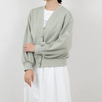 meme rirerire/ マスタリー ソフトダンボールニット Vネックバルーンカーデ