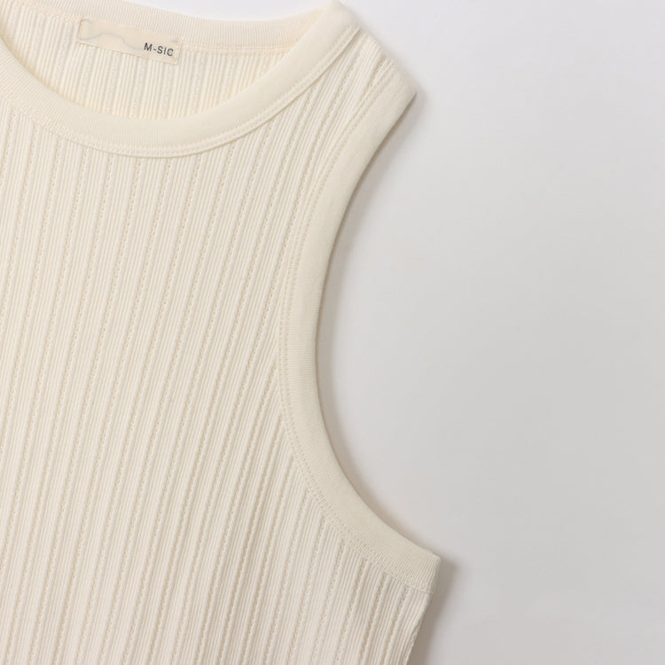 M-SIC/ アイレットテレコ アメリカンスリーブ タンクトップ