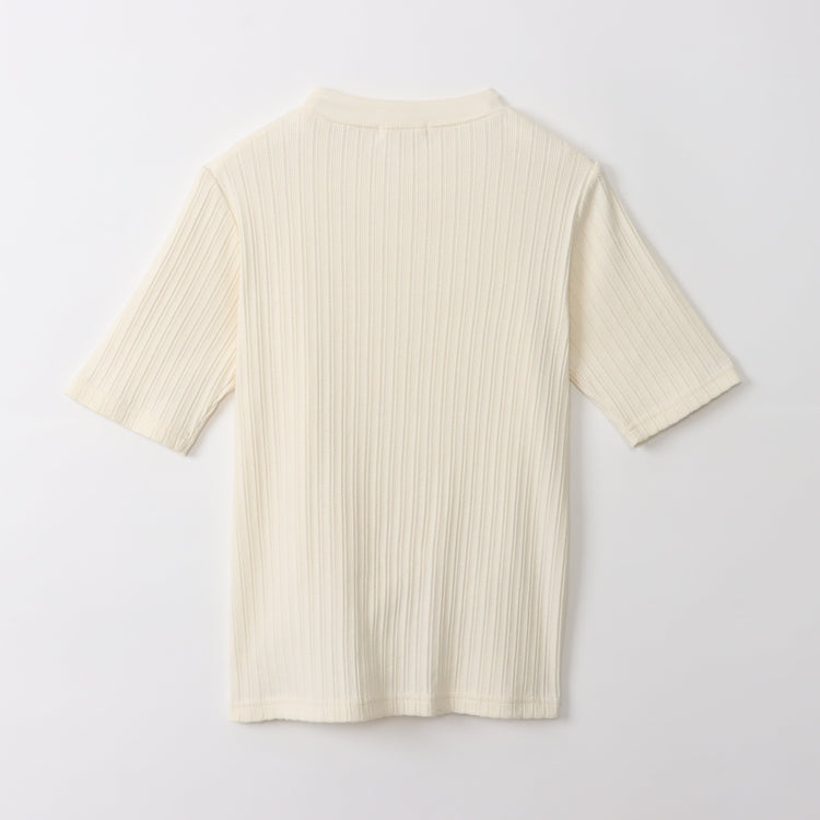 M-SIC/ Eyelet Ribbed Short-Sleeve Pullover