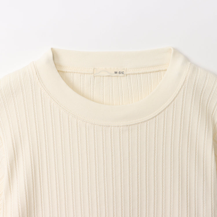 M-SIC/ Eyelet Ribbed Short-Sleeve Pullover